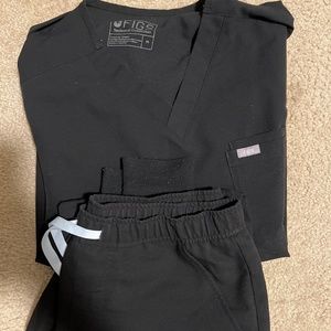 Figs Men's Scrubs (Matching Shirt and Pant), Medium, Black